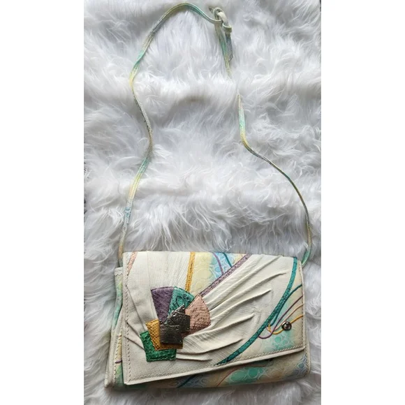 Vintage Carlo Fiori Clutch Handbag Purse Crossbody Shoulderbag - Picture 3 of 8